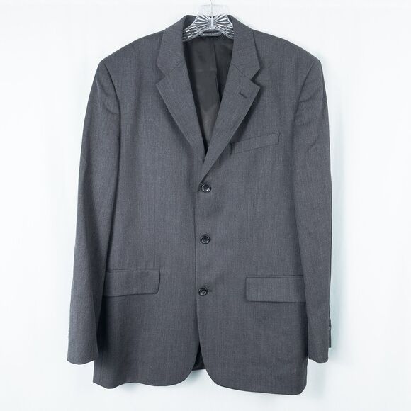 Banana Republic 100% Wool Three Button Blazer Jacket Mens 42R Charcoal Gray - Picture 1 of 16